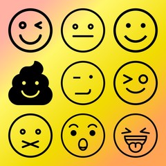Vector icon set  about emoticon with 9 icons related to cry, smell, like, symbol and heap