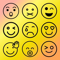 Vector icon set  about emoticon with 9 icons related to business, happy, vector, girl and depression