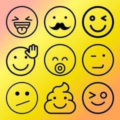 Vector icon set  about emoticon with 9 icons related to sketch, poop, comic, face and human