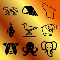Vector icon set  about animals with 9 icons related to occupation, single, flight, expression and sweet