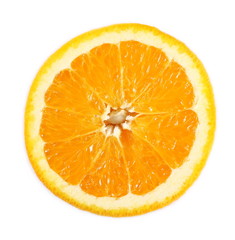 Slice of fresh orange isolated on white background