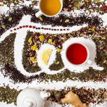 Fototapeta word tea made from different variety of tea. Tea concept.