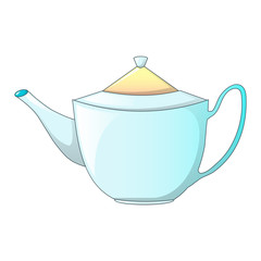 White tea pot icon. Cartoon of white tea pot vector icon for web design isolated on white background