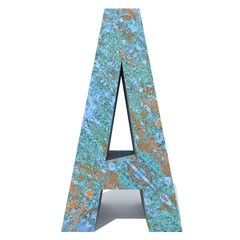 Conceptual old rusted metal font or type, iron or steel industry piece isolated white background. Educative rusty material, aged vintage surface, worn damaged paint as 3D illustration rough surface