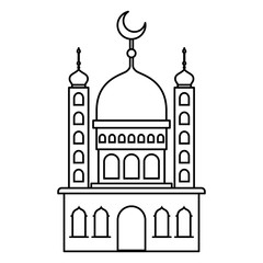 arabic castle tower with moon vector illustration design