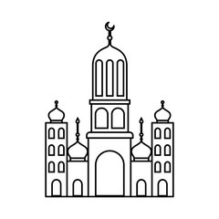 arabic castle tower with moon vector illustration design