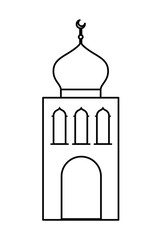 arabic castle tower with moon vector illustration design