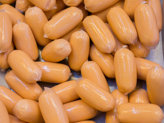 A close up sausage at fresh food shopping mall 