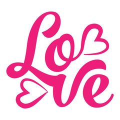 'Love' - Hand lettering typography text in vector eps 10. Hand letter script romantic sign catch word art design.  Good for scrap booking, posters, textiles, gifts.