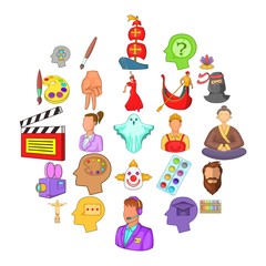 Actors icons set. Cartoon set of 25 actors vector icons for web isolated on white background