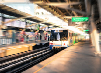 Fototapeta na wymiar Blur filtered, metro sky train or subway.