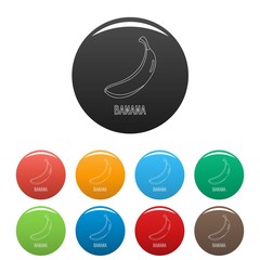 Banana icon. Outline illustration of banana vector icons set color isolated on white