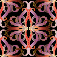 3d colorful Damask seamless pattern.