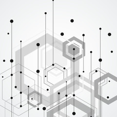 Technology hexagon style illustration and geometric background