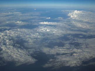 Bird eye view of cloudy on sky from airplane