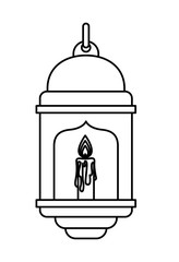 Obraz premium traditional arabic lamp with candle hanging vector illustration design