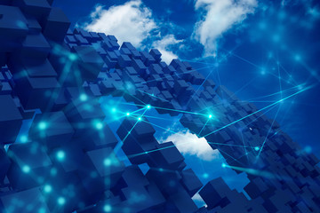 ai brain system data connecting to analysis , light internet social network background, illustration of global web with link to electric information, cyber with group of security, hacker online to net