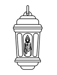traditional arabic lamp with candle hanging vector illustration design