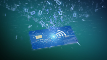 Contactless credit card payment concept on a background 3d rendering