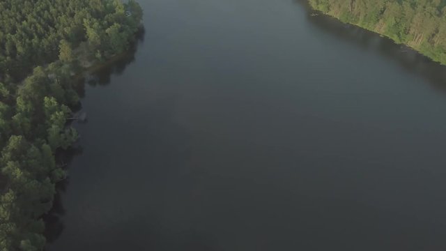 Aerial view of long stretched lake in Germany