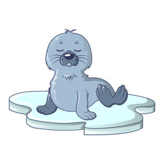 Walrus on ice icon. Cartoon of walrus on ice vector icon for web design isolated on white background