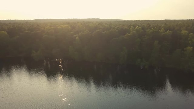 Aerial view of long stretched lake in Germany
