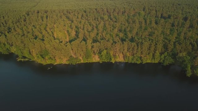 Aerial view of long stretched lake in Germany