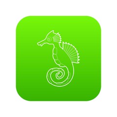 Seahorse icon green vector isolated on white background