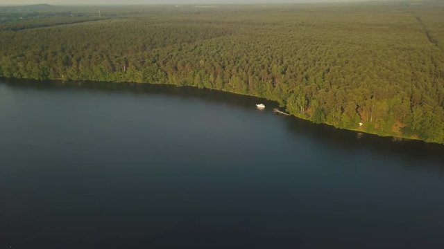 Aerial view of long stretched lake in Germany