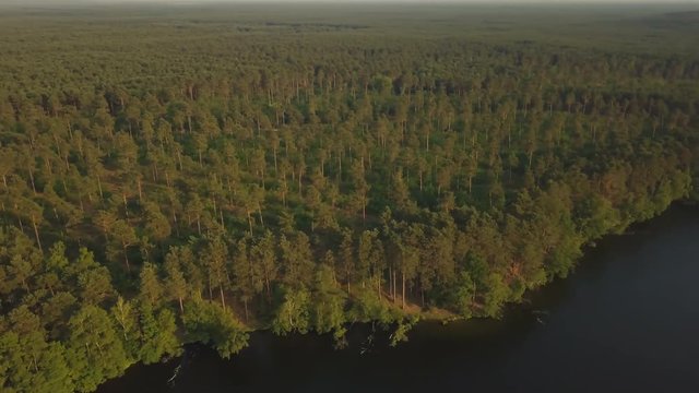 Aerial view of long stretched lake in Germany
