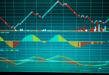 Stock market chart on computer display. Business analysis diagram