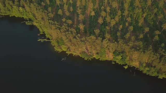 Aerial view of long stretched lake in Germany
