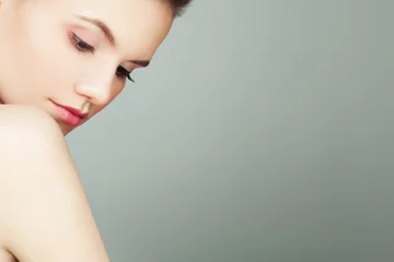 Beautiful woman face. Female model face closeup, skincare concept