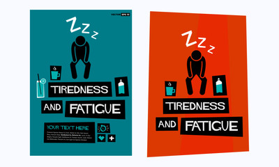 Tiredness and fatigue retro vector poster illustration design