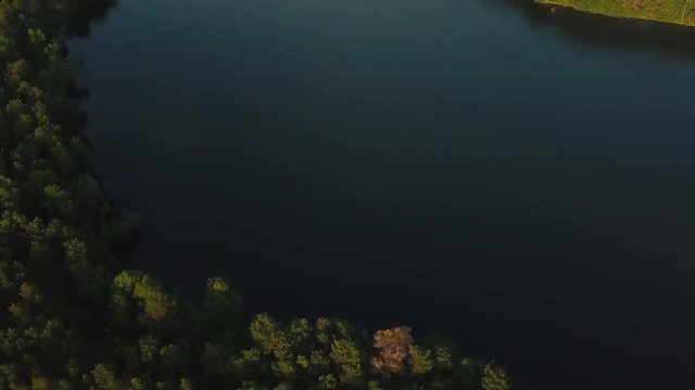 Aerial view of long stretched lake in Germany
