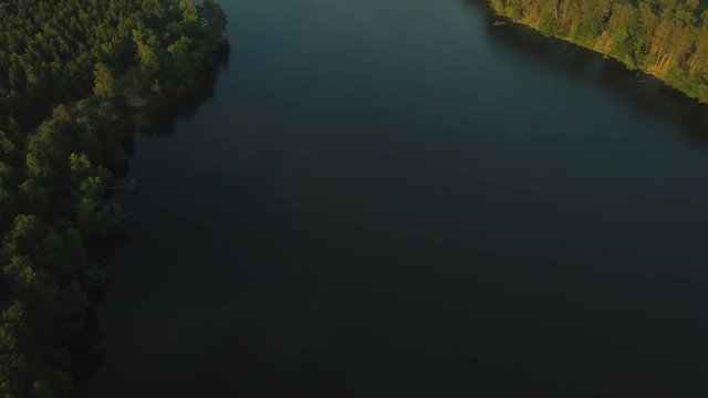 Aerial view of long stretched lake in Germany