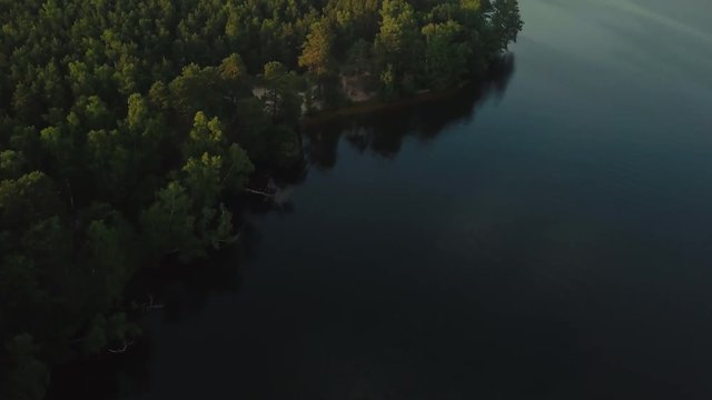 Aerial view of long stretched lake in Germany