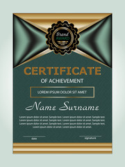 Vertical certificate achievement or diploma template with elegant elements design background. Vector
