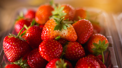 Strawberry. Fresh organic berries macro. Fruit background