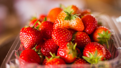 Strawberry. Fresh organic berries macro. Fruit background