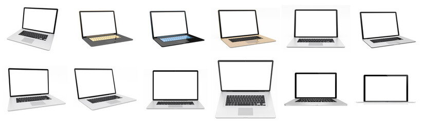 Modern digital silver laptop pack 3D rendering