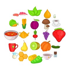 Dietetic icons set. Cartoon set of 25 dietetic vector icons for web isolated on white background