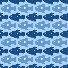Blue seamless background with fish