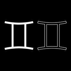 Twin symbol icon set white color illustration flat style simple image