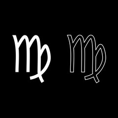 Virgin symbol zodiac icon set white color illustration flat style simple image