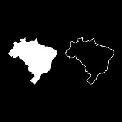 Obraz premium Map of Brazil icon set white color illustration flat style simple image