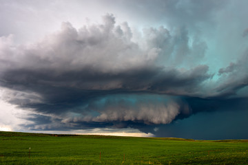 Fototapeta na wymiar Supercell thunderstorm with dramatic clouds
