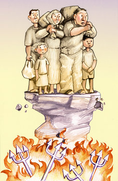 infernal politics against the refugees political cartoon