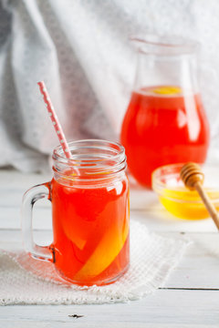 Strawberry lemonade in mason jar