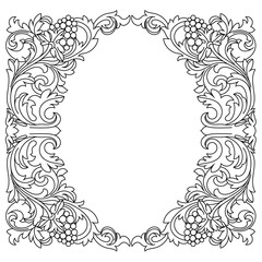 Vintage border frame engraving with retro ornament pattern in antique baroque style decorative design. Vector